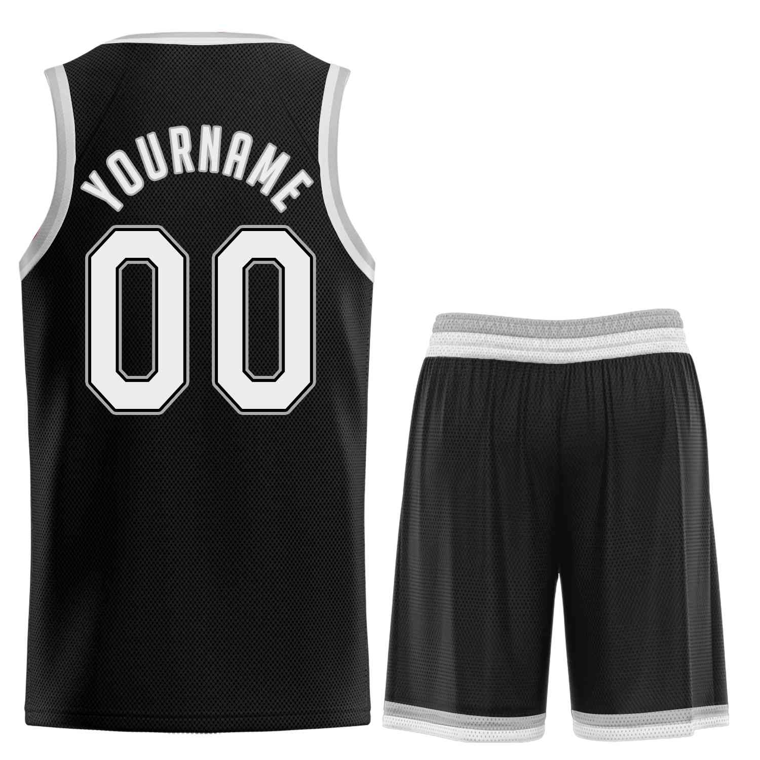 Ensembles classiques noirs blancs-gris personnalisés, maillot de basket-ball uniforme de sport