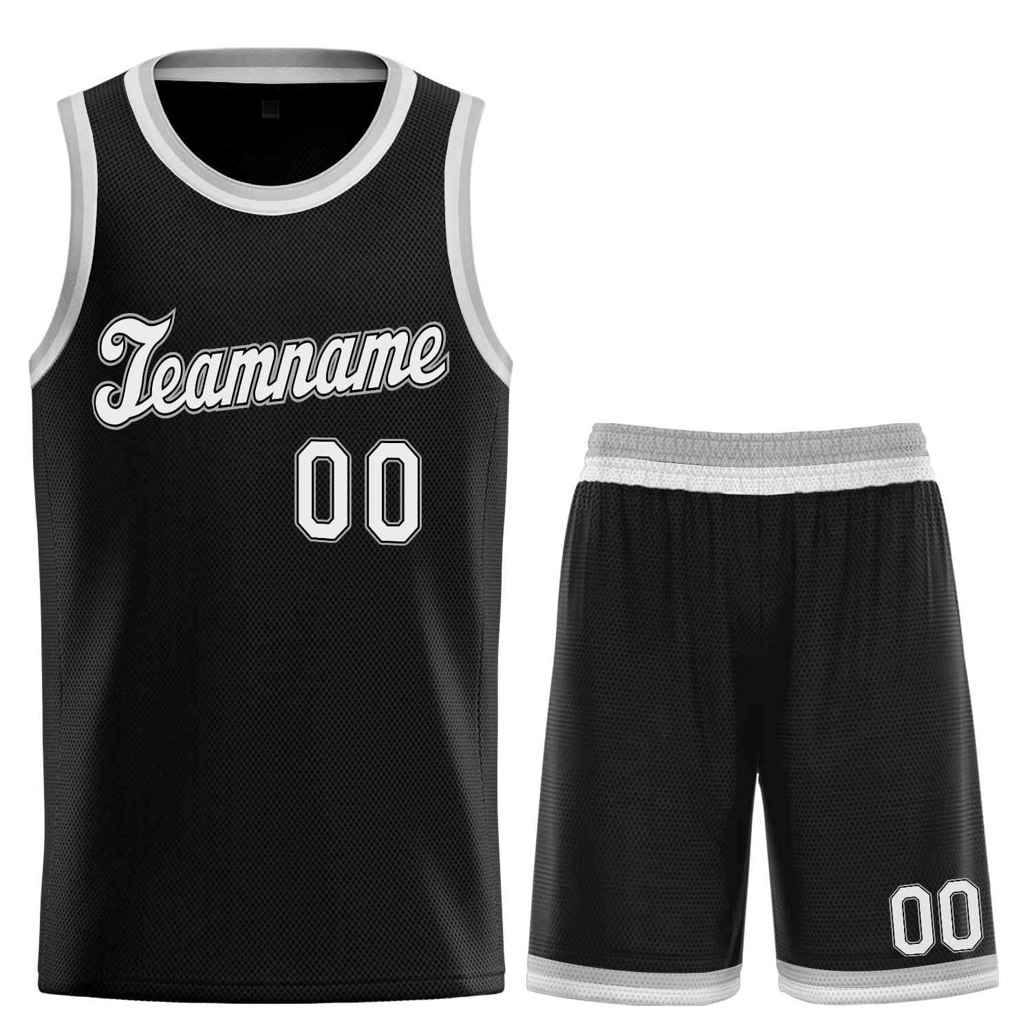 Ensembles classiques noirs blancs-gris personnalisés, maillot de basket-ball uniforme de sport