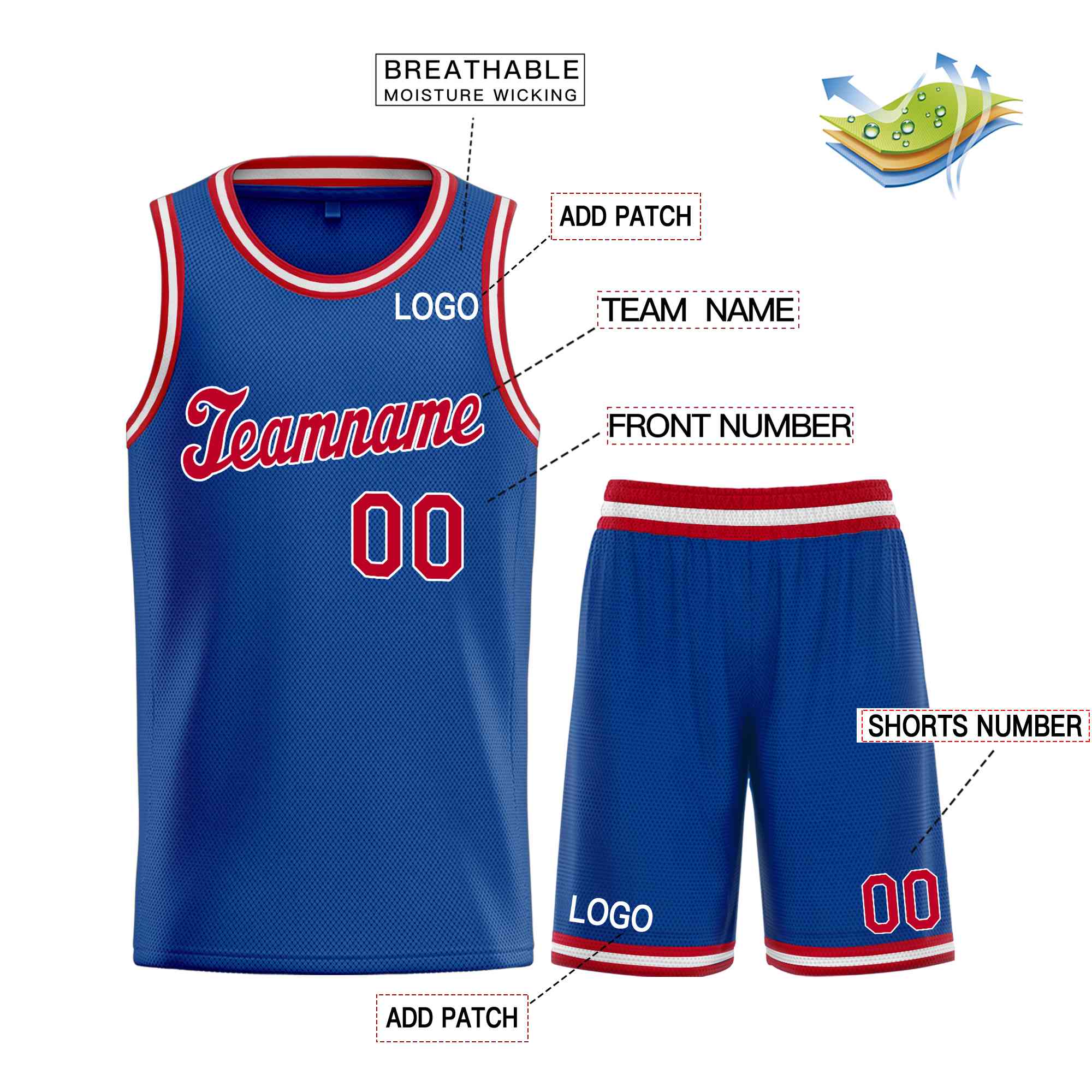 Ensembles classiques personnalisés Royal rouge-blanc, maillot de basket-ball uniforme de sport