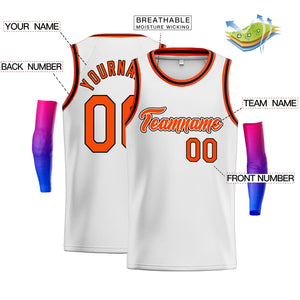 Custom White Orange-Black Classic Tops Fashion Sportwear Basketball Jersey