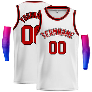 Maillot de basket-ball de jeu de Sport, haut classique personnalisé blanc rouge-noir