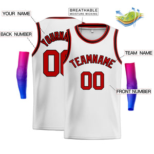 Custom White Red-Black Classic Tops Sport Game Basketball Jersey