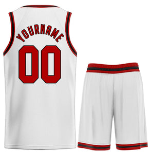 Maillot de basket-ball personnalisé blanc rouge classique