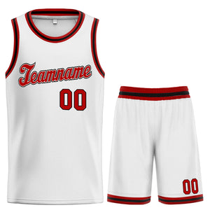 Maillot de basket-ball personnalisé blanc rouge classique