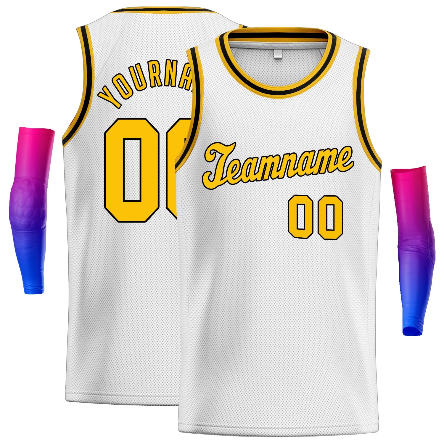 Custom White Gold-Black Classic Tops Authentic Basketball Jersey