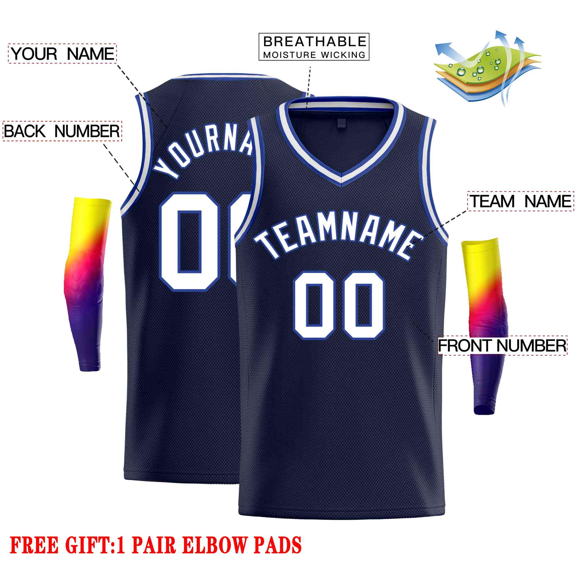 Custom Navy White-Royal Classic Tops Men Casual Basketball Jersey