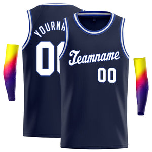 Maillot de basket-ball pour hommes/enfants, personnalisé, bleu marine, blanc-Royal, classique