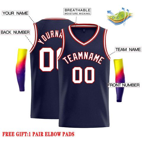 Custom Navy Red-White Classic Tops Men Casual Basketball Jersey