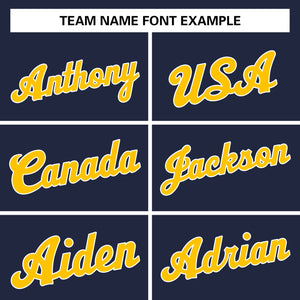 Custom Navy Yellow-White Classic Tops Gmae Basketball Jersey