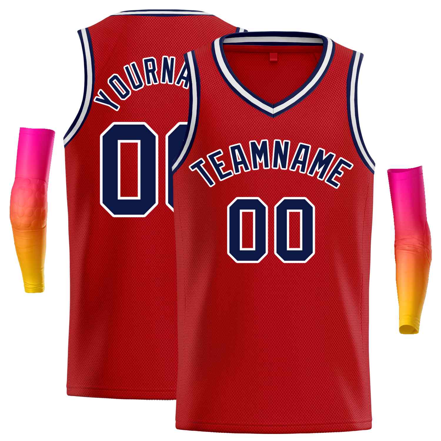 Custom Red Navy-White Classic Tops Men Casual Basketball Jersey