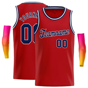 Custom Red Navy-White Classic Tops Athletic Basketball Jersey