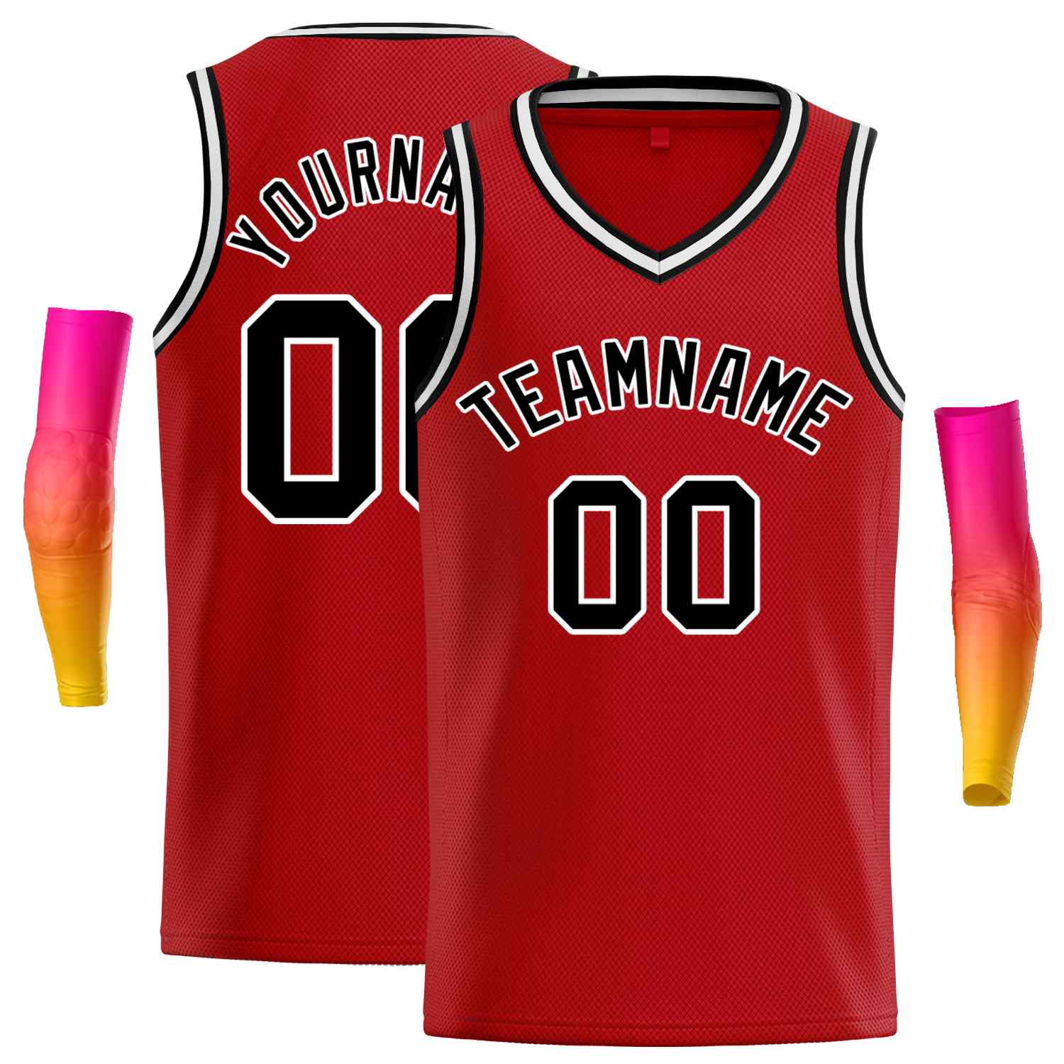 Maillot de basket-ball décontracté pour hommes, haut classique rouge noir-blanc personnalisé