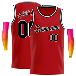 Maillot de basket-ball de jeu de Sport, haut classique personnalisé rouge noir-blanc