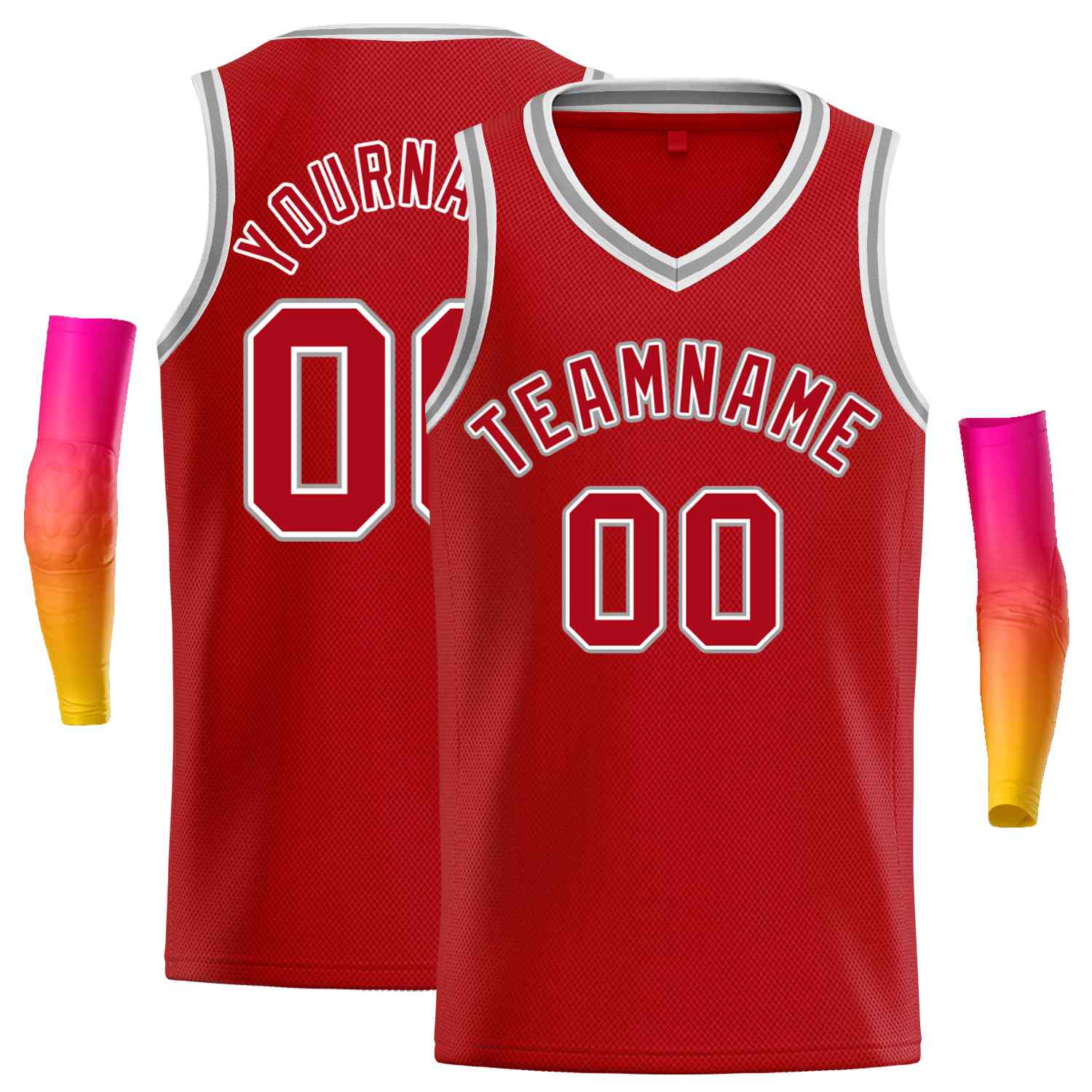 Maillot de basket-ball décontracté pour hommes, haut classique rouge blanc personnalisé