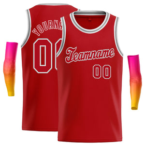 Maillot de basket-ball décontracté, personnalisé, rouge, gris-blanc, hauts classiques athlétiques