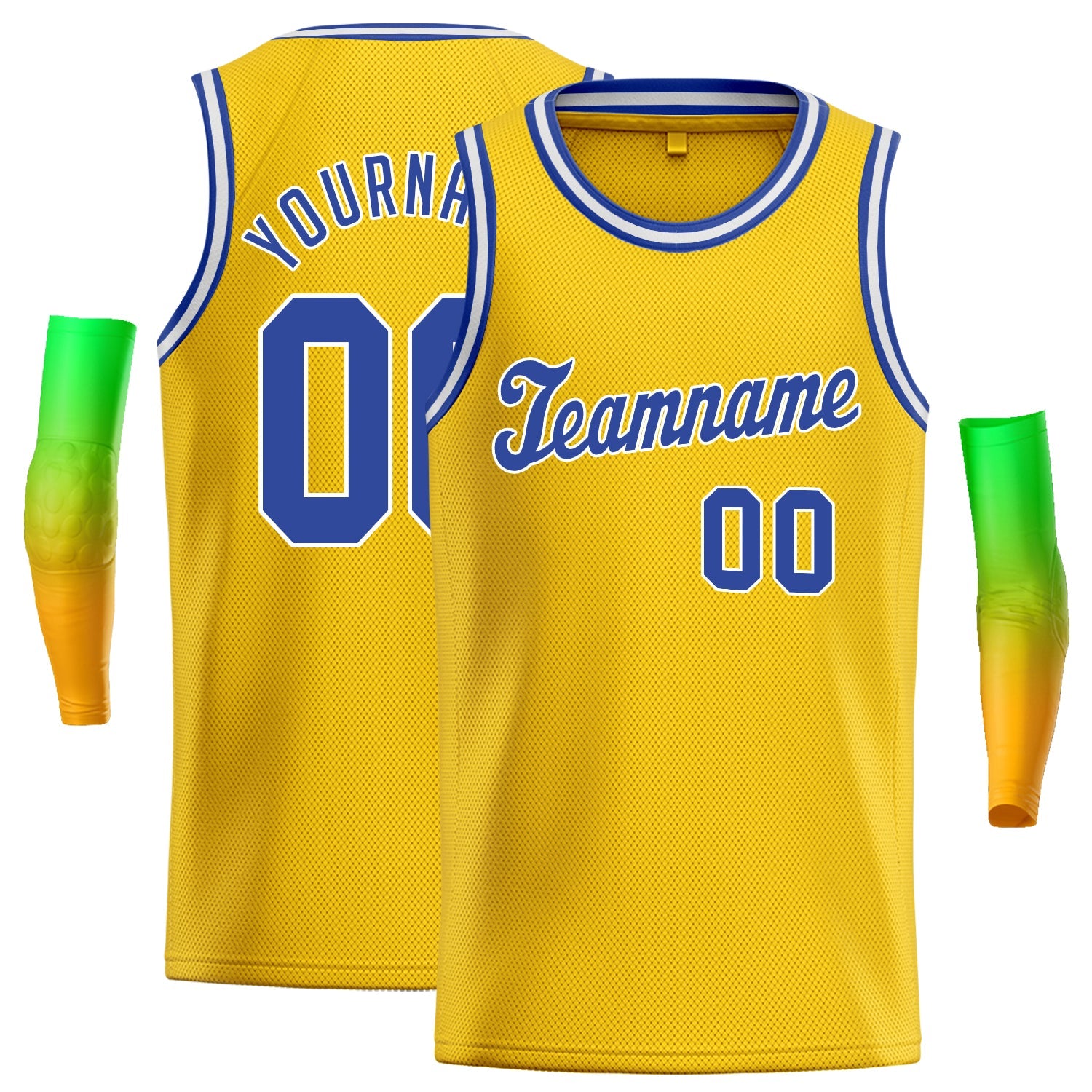 Maillot de basket-ball authentique personnalisé, jaune et bleu, hauts classiques