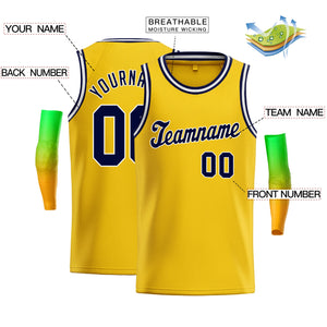 Custom Yellow Black- White Classic Tops Athletic Basketball Jersey