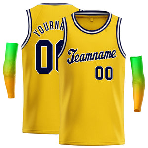 Custom Yellow Black- White Classic Tops Athletic Basketball Jersey