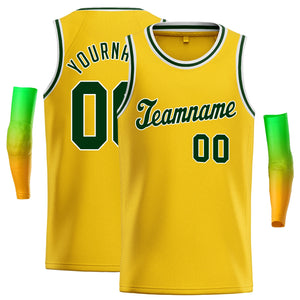 Maillot de basket-ball respirant en tête classique jaune vert personnalisé