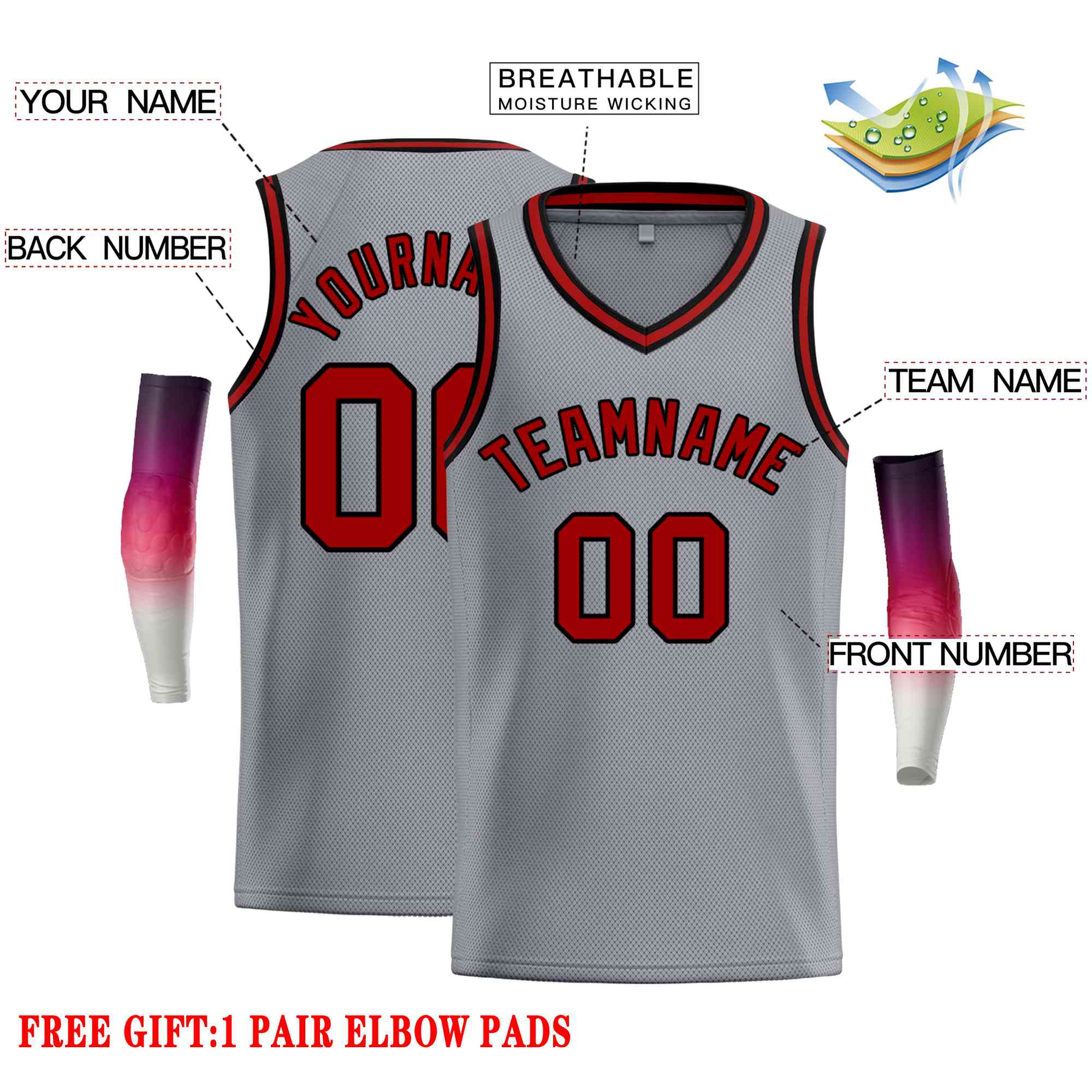 Custom Dark Gray Maroon-Black Classic Tops Men Casual Basketball Jersey