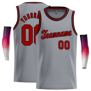 Custom Gray Red Black Classic Tops Men/Boy Basketball Jersey