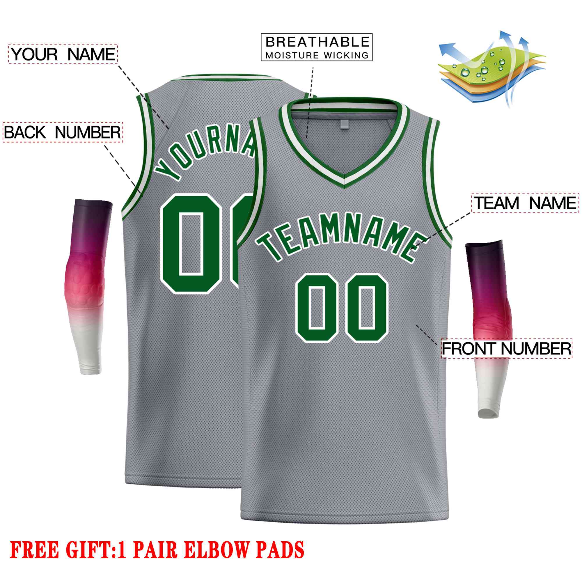 Custom Dark Gray Green-White Classic Tops Men Casual Basketball Jersey