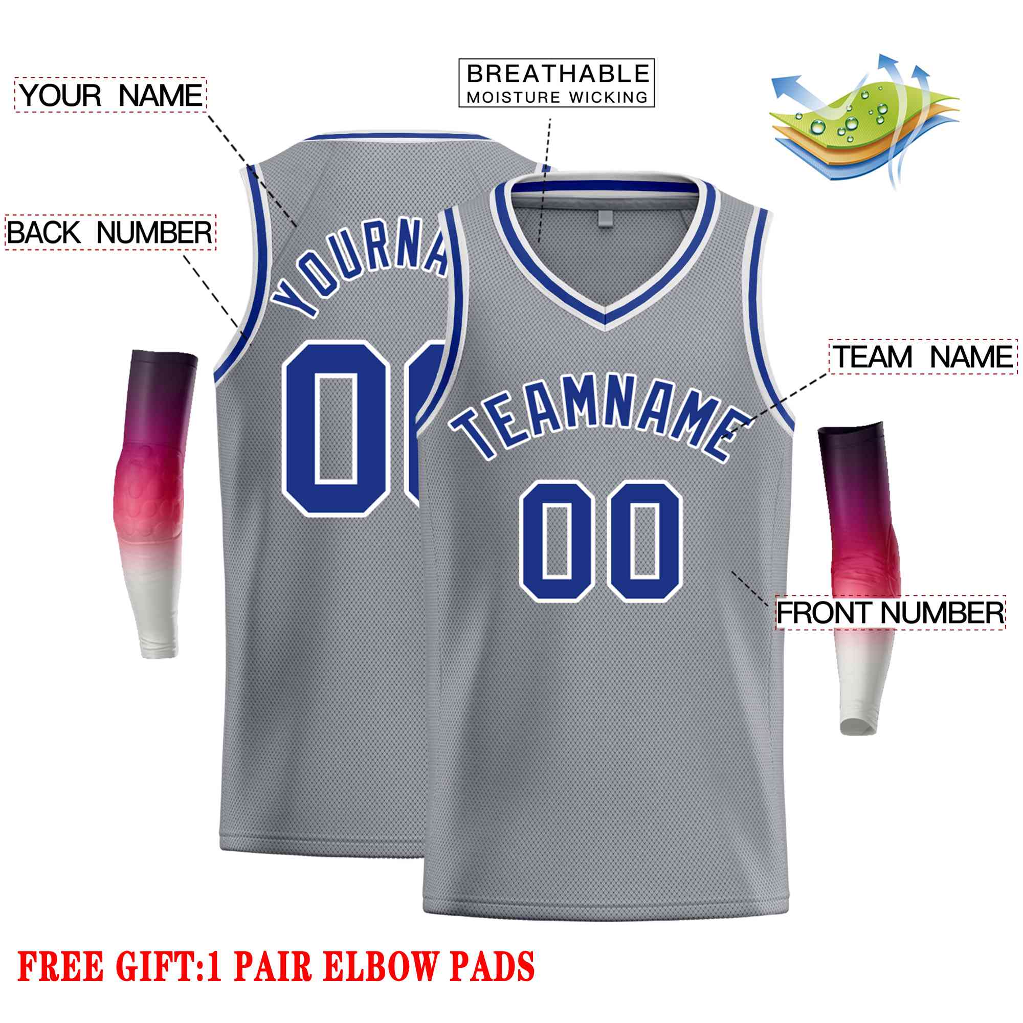 Custom Dark Gray Royal-White Classic Tops Men Casual Basketball Jersey