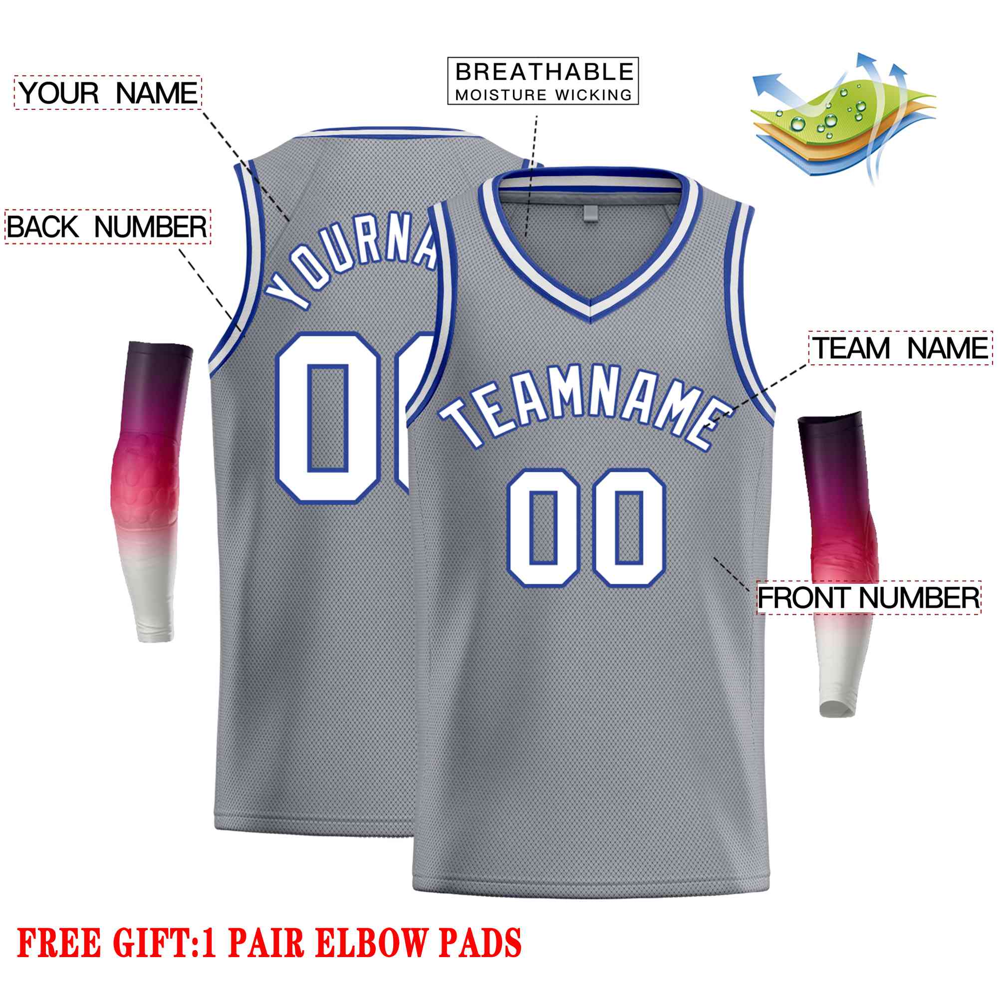 Custom Dark Gray White-Blue Classic Tops Men Casual Basketball Jersey