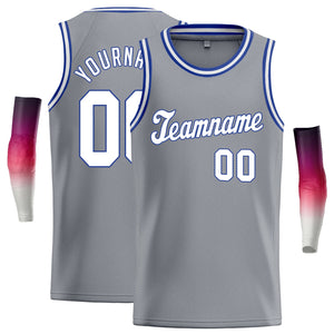 Maillot de basket-ball athlétique personnalisé gris blanc Royal Classic Tops