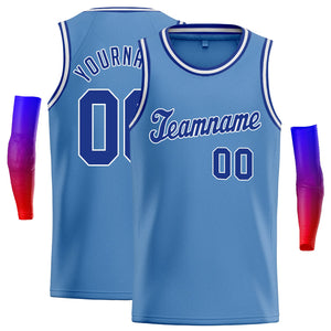 Maillot de basket-ball athlétique personnalisé bleu clair Royal-blanc classique