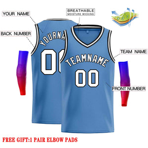 Custom Light Blue Black-White Classic Tops Men Casual Basketball Jersey