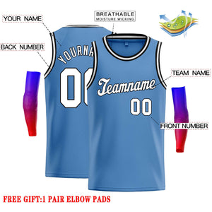 Custom Light Blue White-Black Classic Tops Casual Basketball Jersey