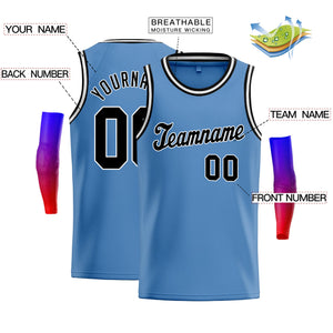 Custom Light Blue Black-White Classic Tops Men Casual Basketball Jersey