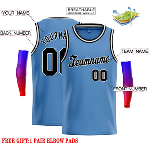 Custom Light Blue Black-White Classic Tops Casual Basketball Jersey