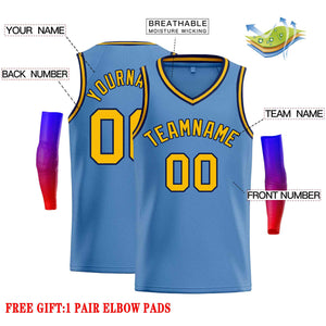 Custom Light Blue Yellow-Navv Classic Tops Men Casual Basketball Jersey