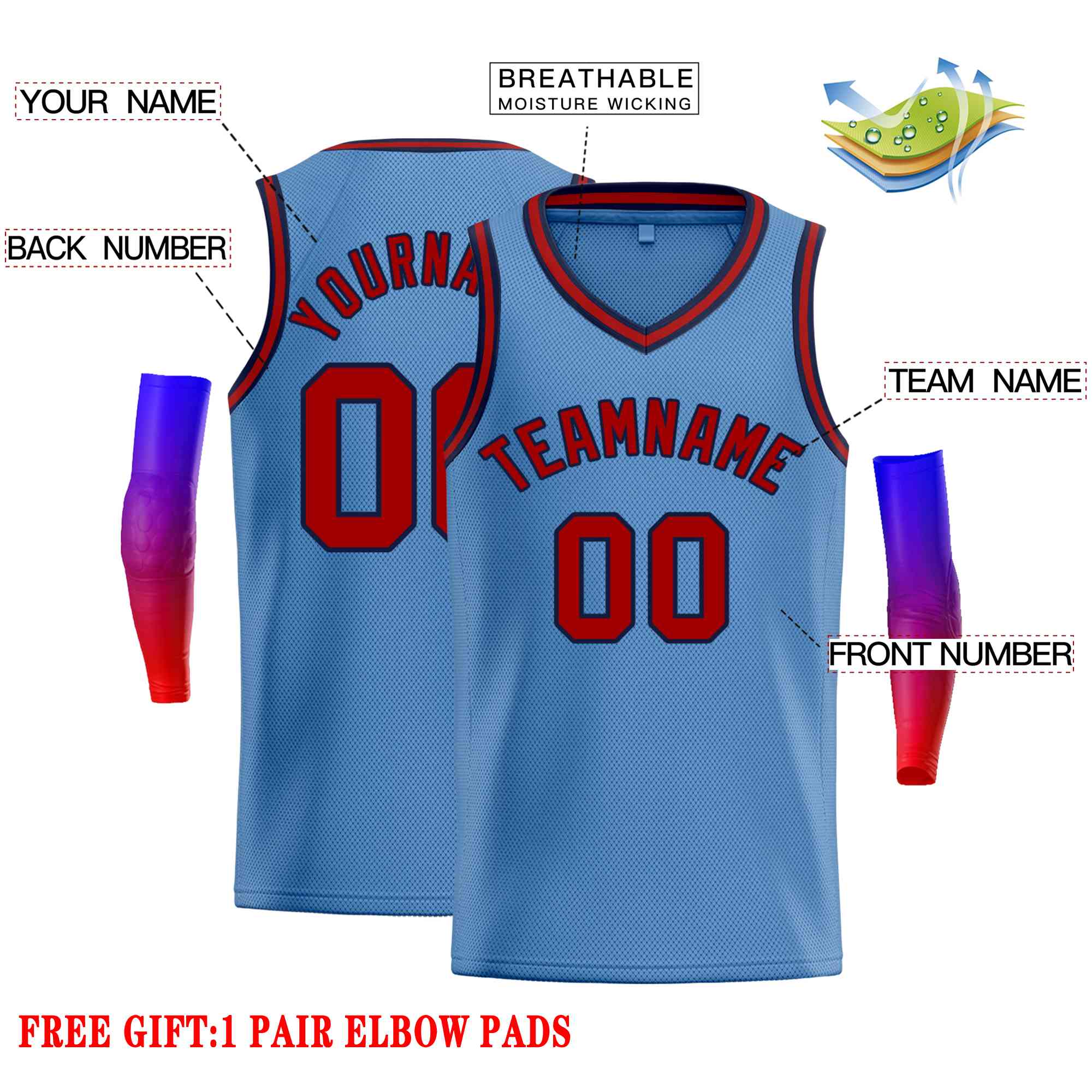 Custom Light Blue Maroon-Navv Classic Tops Men Casual Basketball Jersey