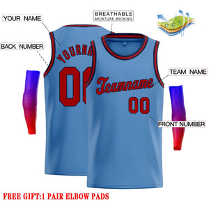 Custom Light Blue Red-Navy Classic Tops Casual Basketball Jersey