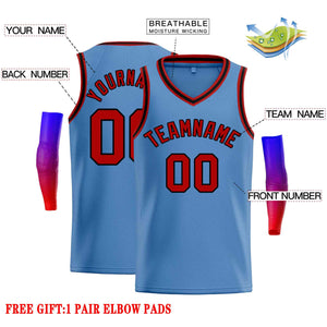 Custom Light Blue Maroon-Black Classic Tops Men Casual Basketball Jersey