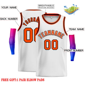 Custom White Orange-Black Classic Tops Men Casual Basketball Jersey