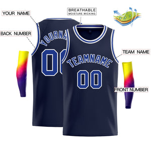 Custom Navy White-Royal Classic Tops Basketball Jersey