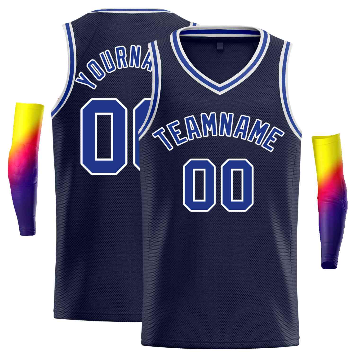 Custom Navy Royal-White Classic Tops Men Casual Basketball Jersey