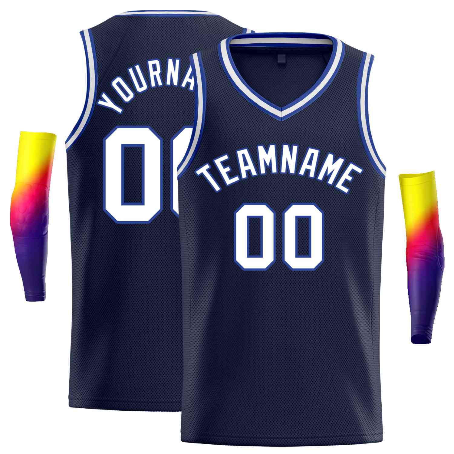 Custom Navy White-Royal Classic Tops Men Casual Basketball Jersey