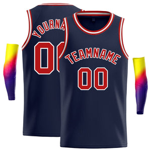 Custom Navy Red-White Classic Tops Sport Vest Basketball Jersey