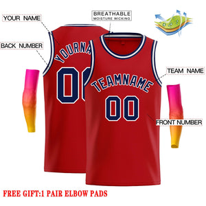 Custom Red Navy-White Classic Tops Casual Basketball Jersey