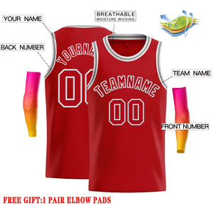 Custom Red Red-White Classic Tops Casual Basketball Jersey