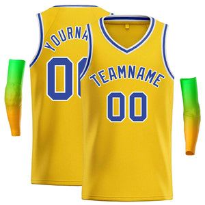 Custom Yellow Light Blue-White Classic Tops Men Casual Basketball Jersey