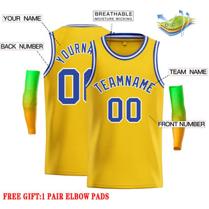 Custom Yellow Royal-White Classic Tops Casual Basketball Jersey