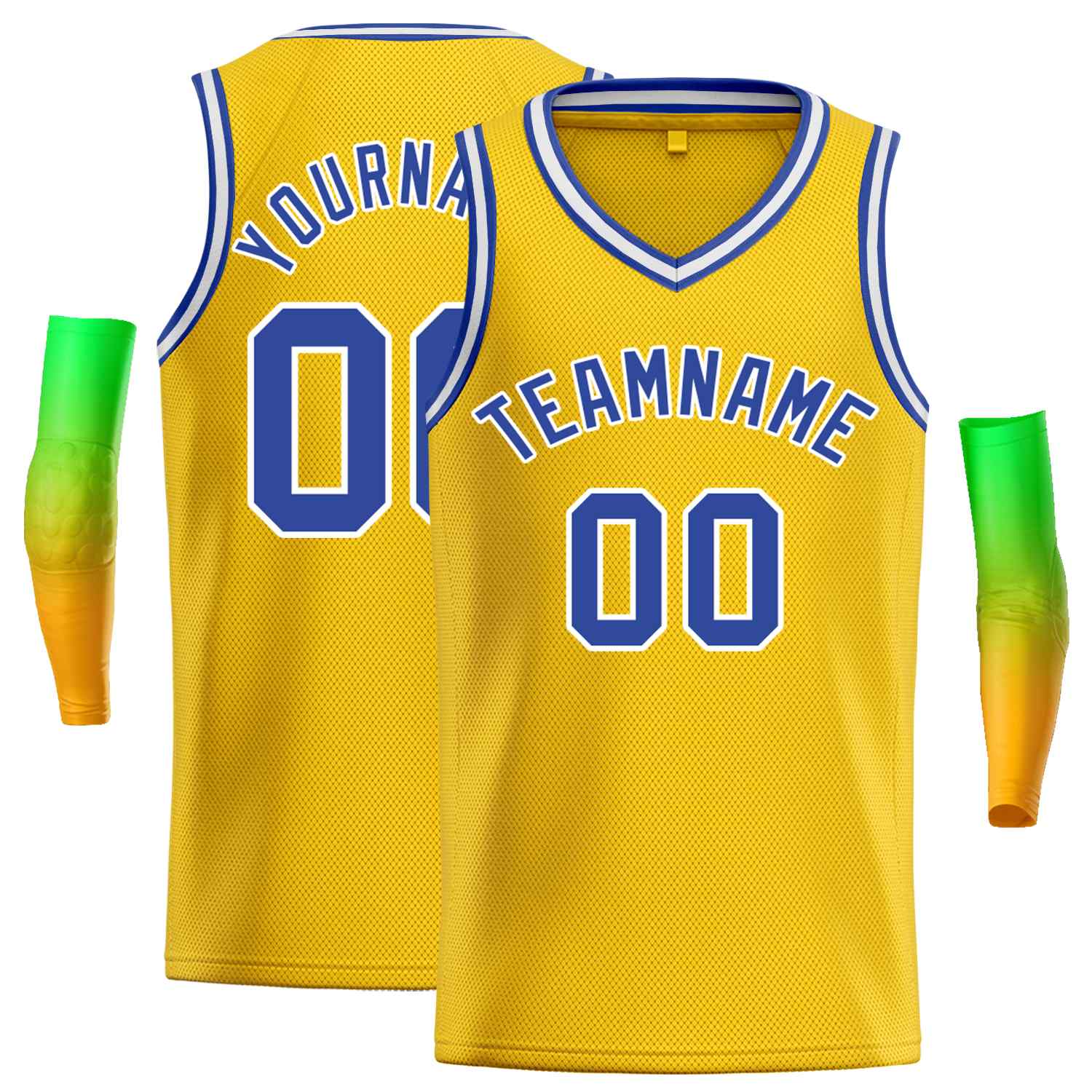 Custom Yellow Blue-Classic Tops Men Casual Basketball Jersey