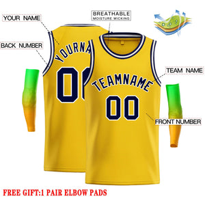 Custom Yellow Navy-White Classic Tops Casual Basketball Jersey