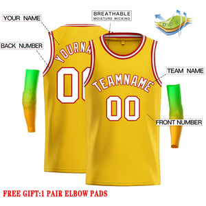 Custom Yellow White-Red Classic Tops Casual Basketball Jersey